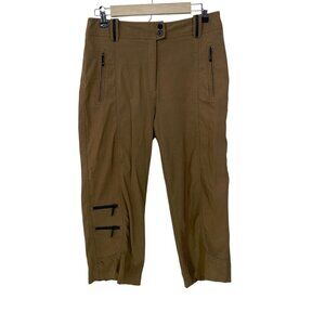 Jamie Sadock Capri Pants Womens Size 8 Brown Stretch Nylon Zip Pockets Golf‎